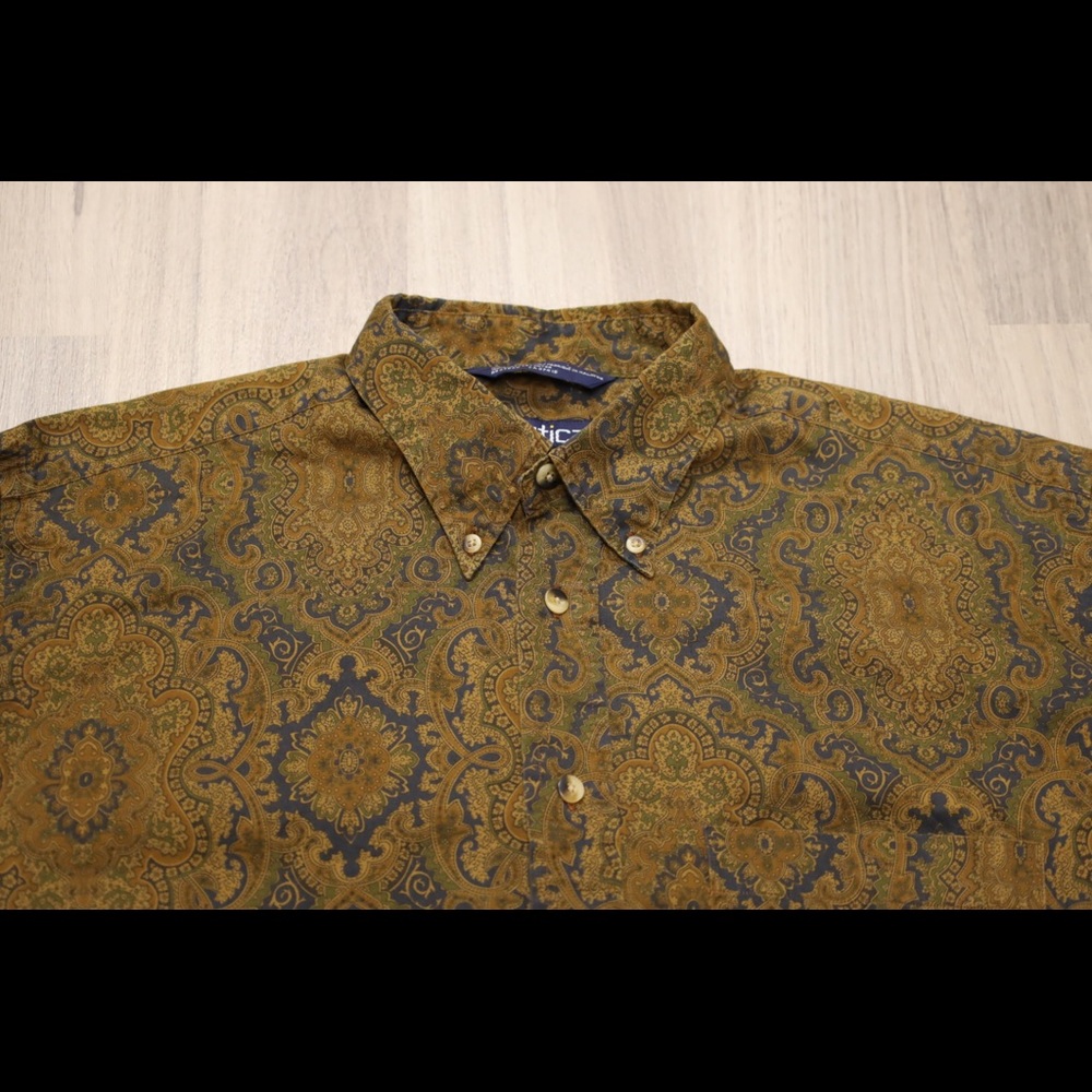 Nautica Paisley Print Button Down Shirt Sz L